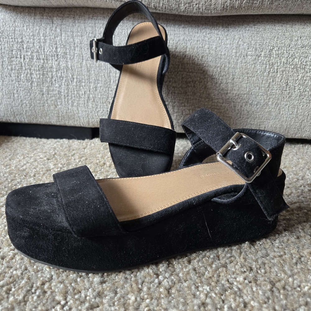 Black Suede Women's Platform Sandals